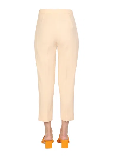 Boutique Moschino Chic Cropped Cady Trousers For Women In Neutral