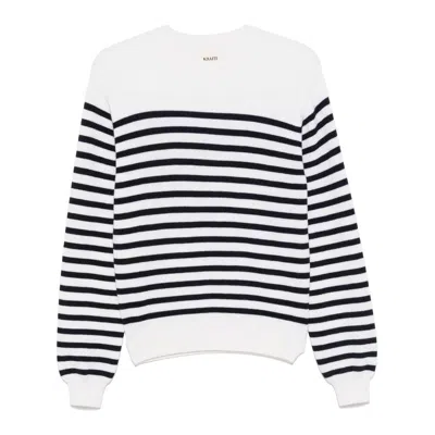 Khaite And Navy Blue Striped Merino Wool Sweater In Multi