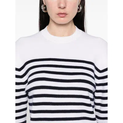 Khaite And Navy Blue Striped Merino Wool Sweater In Multi