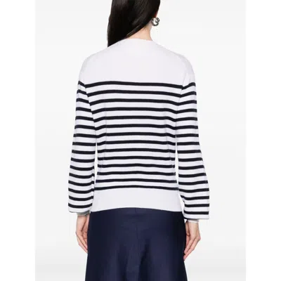 Khaite And Navy Blue Striped Merino Wool Sweater In Multi