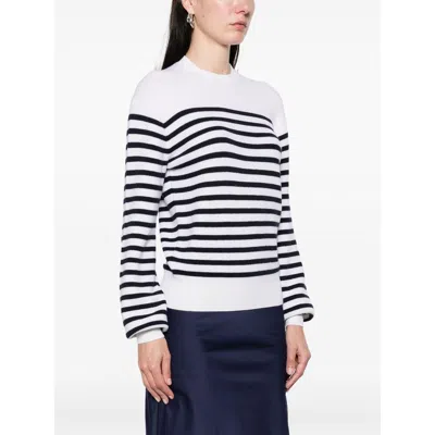 Khaite And Navy Blue Striped Merino Wool Sweater In Multi