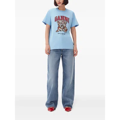 Ganni T Shirts Blue In Blue
