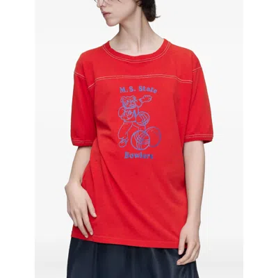Maison Margiela Graphic-print Crew-neck T-shirt In Red