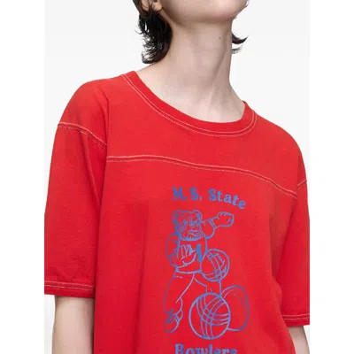 Maison Margiela Graphic-print Crew-neck T-shirt In Red