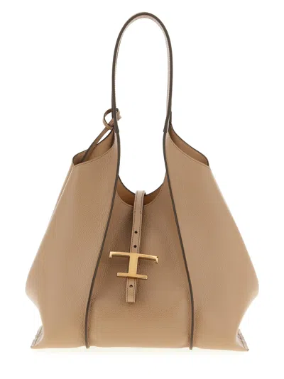 Tod's T Timeless Shoulder Bags Beige In Brown