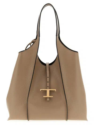 Tod's T Timeless Shoulder Bags Beige In Brown