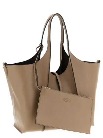 Tod's T Timeless Shoulder Bags Beige In Brown