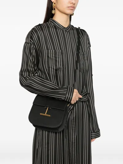 Tom Ford Tara Mini Leather Shoulder Bag Chain In Black