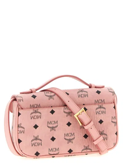 Mcm Shoulder Bags With Adjustable Strap And Gold-tone Hardware In Pink