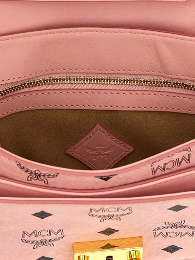 Mcm Shoulder Bags With Adjustable Strap And Gold-tone Hardware In Pink