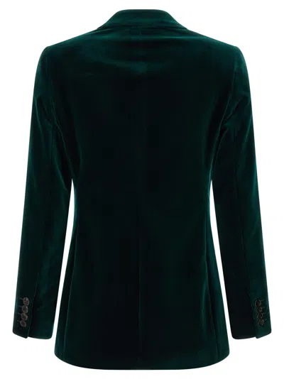 Gucci Velvet Blazer With Regular Fit And Pockets In Green