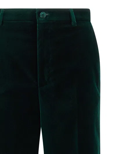 Gucci Tailored Velvet Trousers Featuring Belt Loops In Green