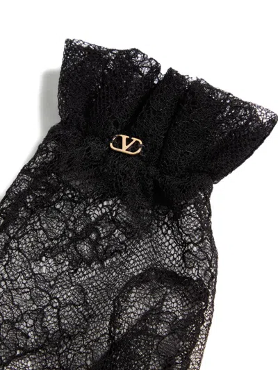 Valentino Vlogo Lace Gloves In Black