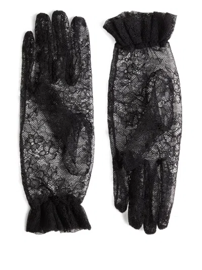 Valentino Vlogo Lace Gloves In Black