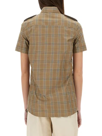Burberry Cotton "check" Shirt In Brown
