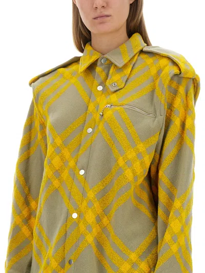 Burberry Women Shirt With Check Pattern In Yellow
