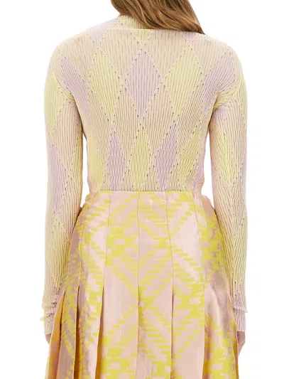 Burberry Pink And Yellow Kilt With Check Pattern Skirt For Women Ss24 In Neutral