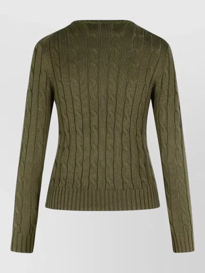 Polo Ralph Lauren Crew Neck Sweater In Cable Knit Cotton In Multi