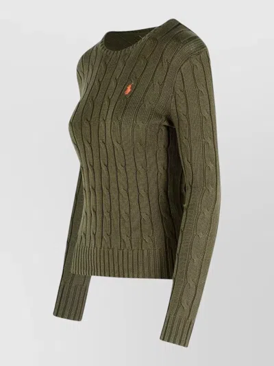 Polo Ralph Lauren Crew Neck Sweater In Cable Knit Cotton In Multi