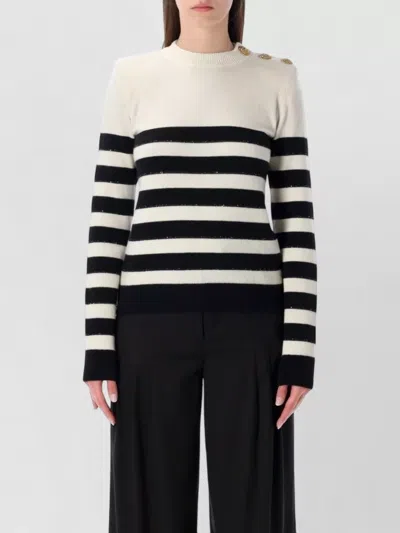 Balmain Striped Knit Cardigan Long Sleeves Buttons In Multi