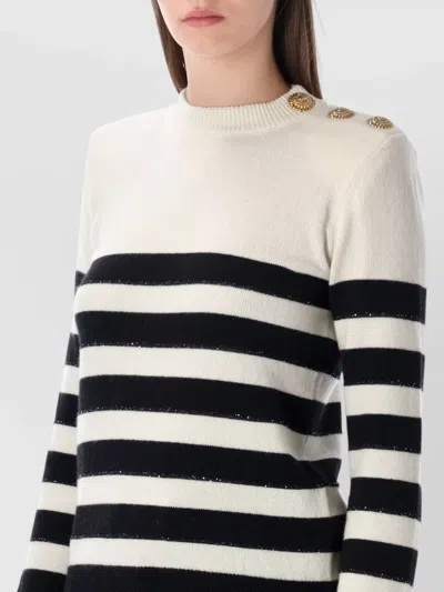 Balmain Striped Knit Cardigan Long Sleeves Buttons In Multi