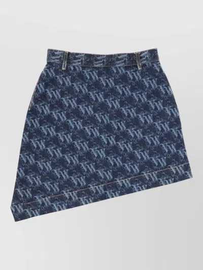 Vivienne Westwood Asymmetric Hem Skirt Belt Loops Pockets In Blue