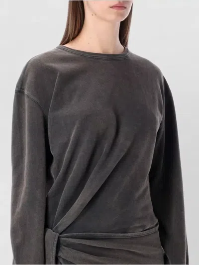 Isabel Marant Étoile Zae Fleece Dress Long Sleeve Asymmetric In Gray