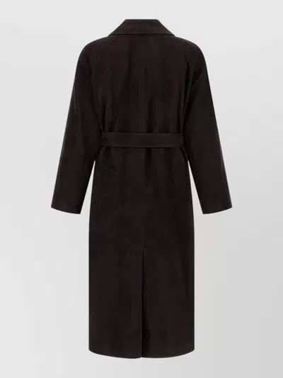 The Row Solana Coat Belted Waist Long Sleeves In Brown