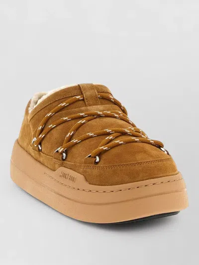 Moon Boot Park Slipper Mules Round Toe Laces In Brown