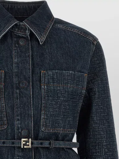 Fendi Go-to Denim Shirt Jacket With Quilted Ff Motif Clothing In Blue