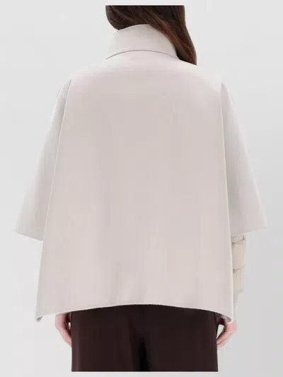 Moorer Cape Coat High Collar Side Pockets In Neutral