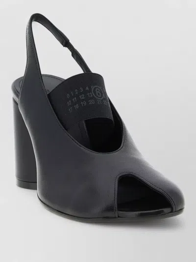 Mm6 Maison Margiela Anatomic Numeric Slingback Peep Toe Block Heel In Black