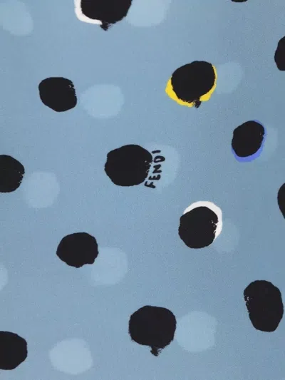 Fendi Swimsuit Low Back Scoop Neckline Polka Dot In Blue