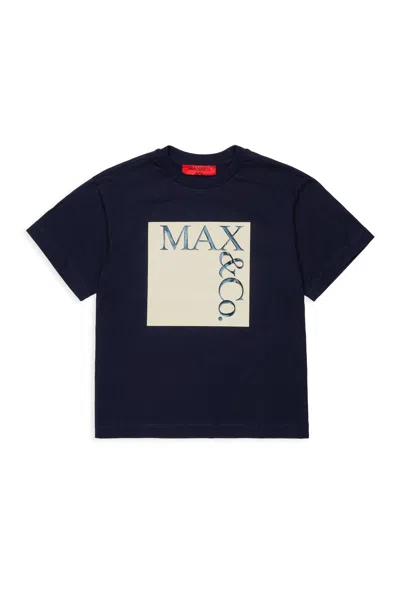 Max & Co Icona T-shirt With Logo In Blue