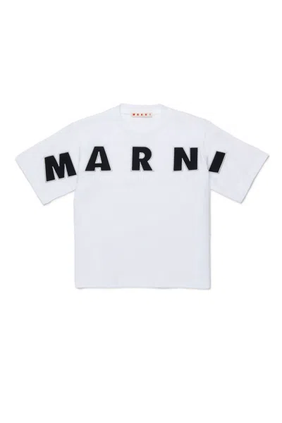Marni Kids Logo Embroidered Crewneck T-shirt In White