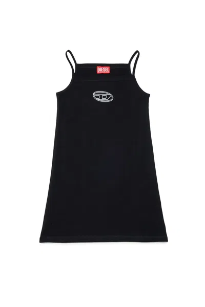 Diesel Logo-detail Square-neck Casual Dress In Black