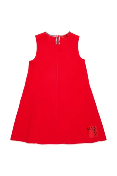 Max & Co Sleeveless Dress With Logo In Red