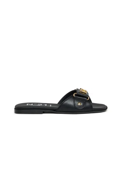 N°21 Slide Sandals With Logo In Black