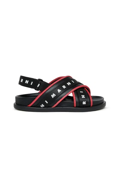 Marni Sandals With Cross-strap Logo In Black