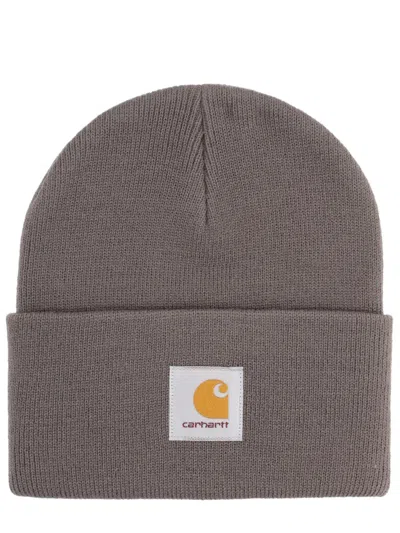 Carhartt Wip Logo Patch Beanie In Brown