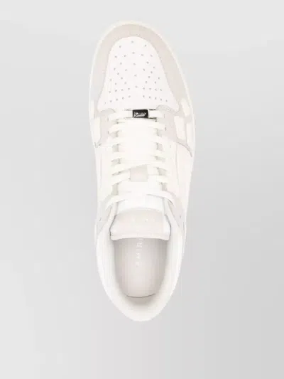 Amiri Skel Top Low White Sneakers With Skeleton Patch In Leather Man In White