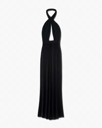 Nili Lotan Lita Convertible Jersey Halterneck Gown In Black