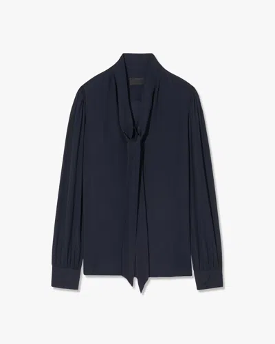 Nili Lotan Carina Silk Blouse In Blue