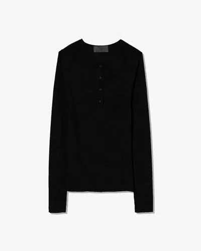 Nili Lotan Klarise Henley Knit In Black