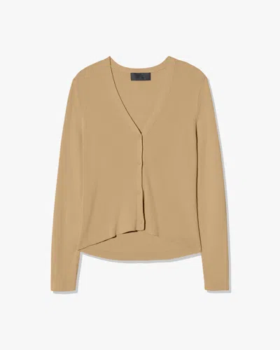 Nili Lotan Nari Silk Cardigan In Brown