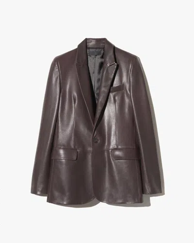 Nili Lotan Belmonde Leather Tailored Jacket In Burgundy