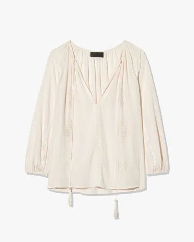 Nili Lotan Cristo Silk Blouse In White