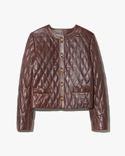 Nili Lotan Amy Cropped Quilted Leather Jacket In Brown