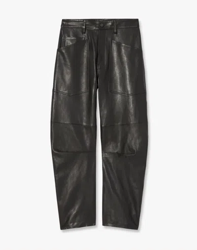 Nili Lotan Shon Leather Barrel-leg Pants In Animal Print