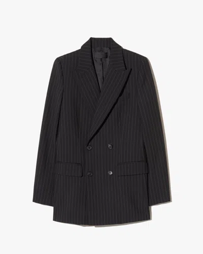Nili Lotan Weston Double Breasted Wool Blazer In Black